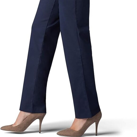 Lee Women's Navy Blue Wrinkle Free Relaxed Fit Straight Leg Pants 10 Medium - Picture 4 of 7